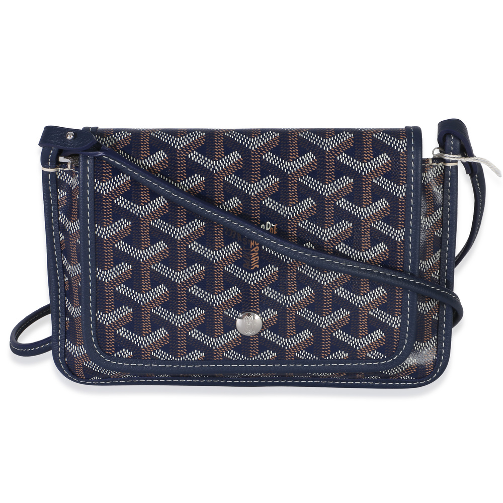 Goyard Navy Goyardine Canvas Plumet Wallet